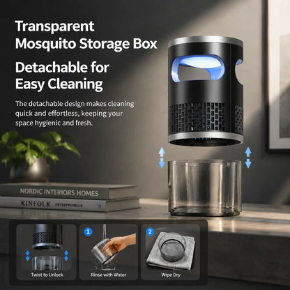 Indoor Insect Trap with Light and Suction Non Zapper Flying Bug Catcher for Mosquitoes Fruit Flies Gnats and Moths for Home Use